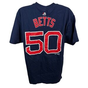 Majestic Boston Red Sox 2018 World Series Champions Mookie Betts Navy Shirt XL